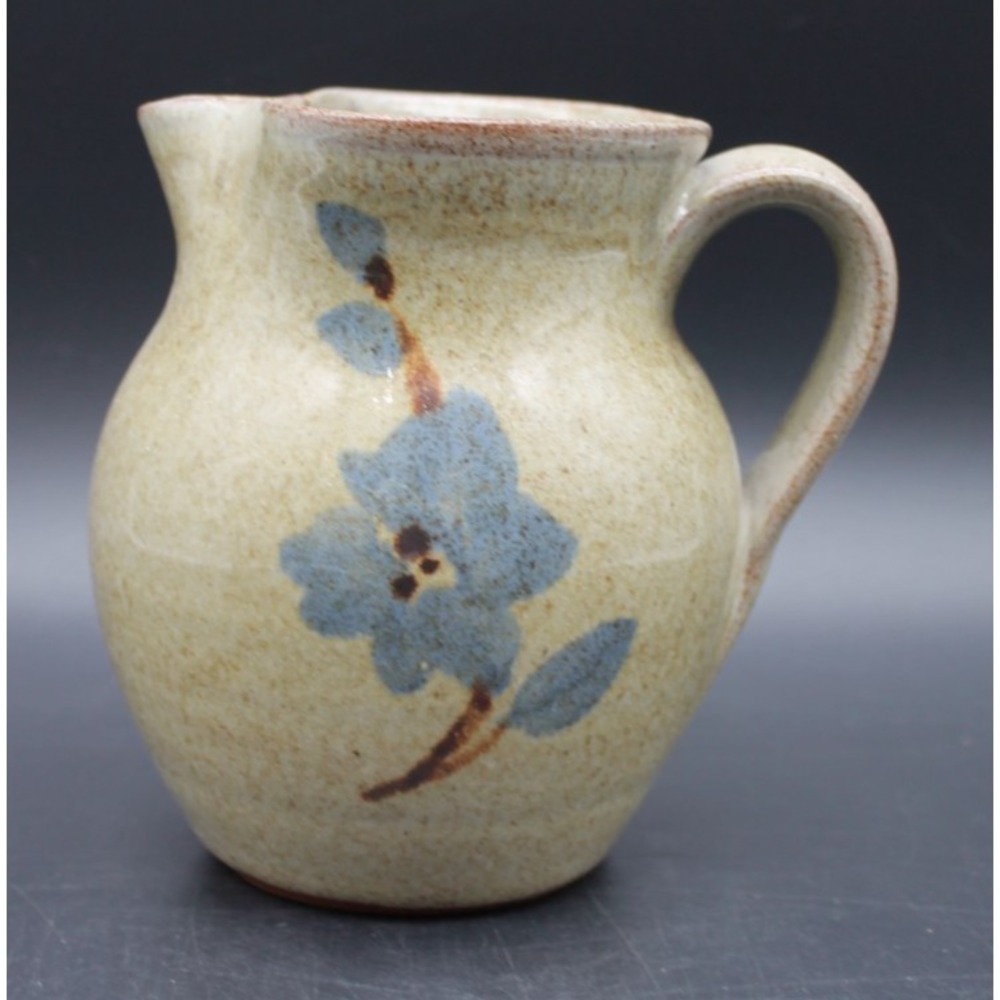 Vintage 1982 Old Time Pottery Winthrop WA Stoneware Pitcher Blue Floral